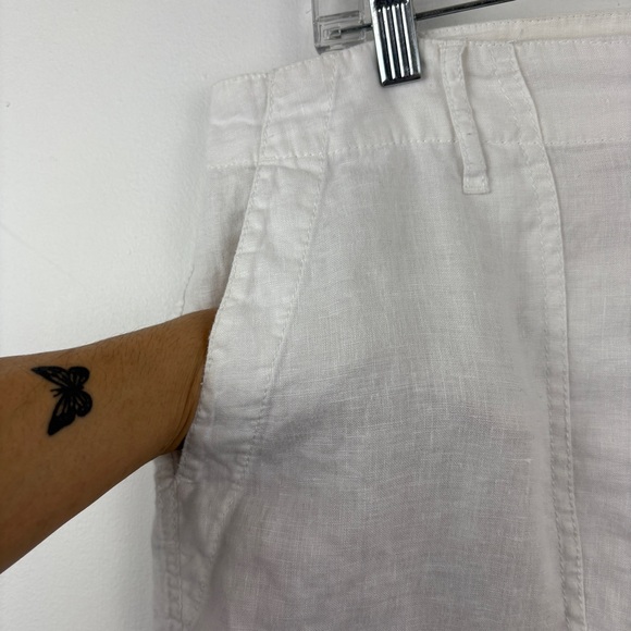 Olsen White Mona Linen Straight Pants - Picture 3 of 5